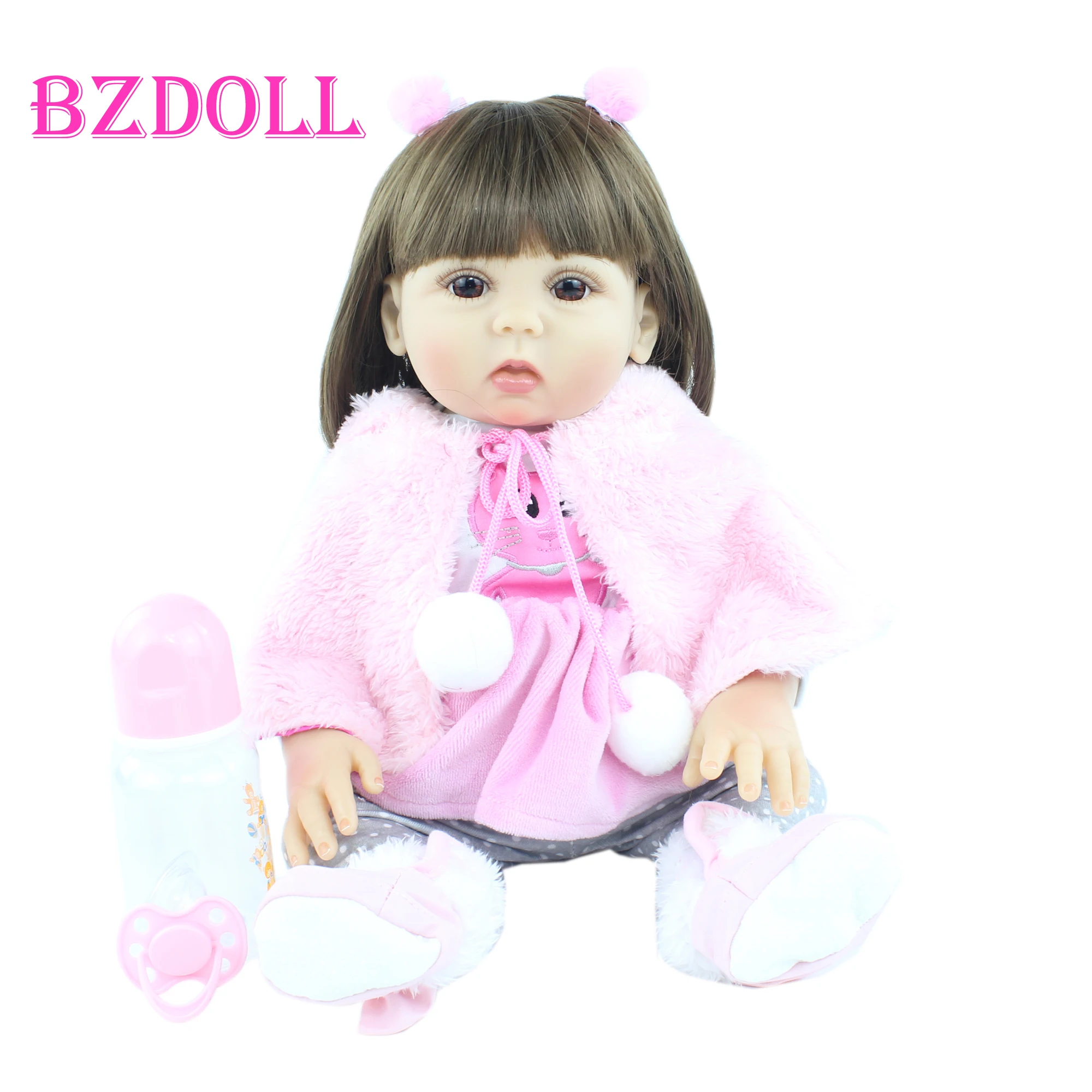 

48 CM Full Silicone Reborn Doll For Girl Like Real 19 inch Soft Vinyl Princess Babies Birthday Gift Bonecas Bathe Toy