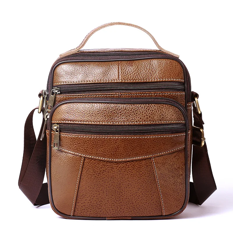 New Vintage MEN\'S cow leather shoulder bag male crossbody casual bag for men