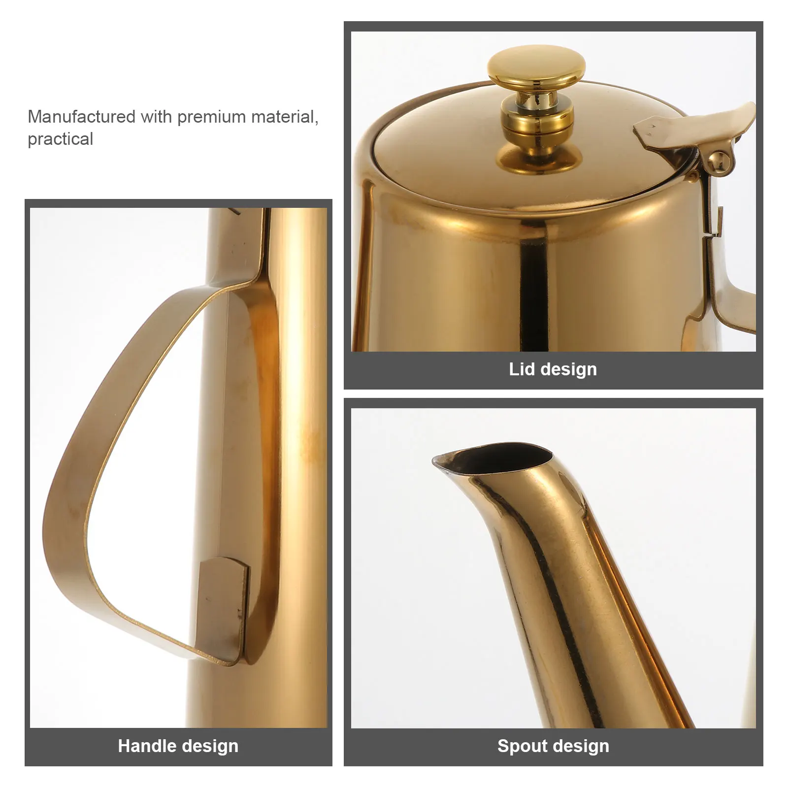 

Stainless Steel Bottle Kitchen Condiment Container Golden Flavoring Dispenser for Vinegar Soy Sauce Balsamic Oil Storage Jar