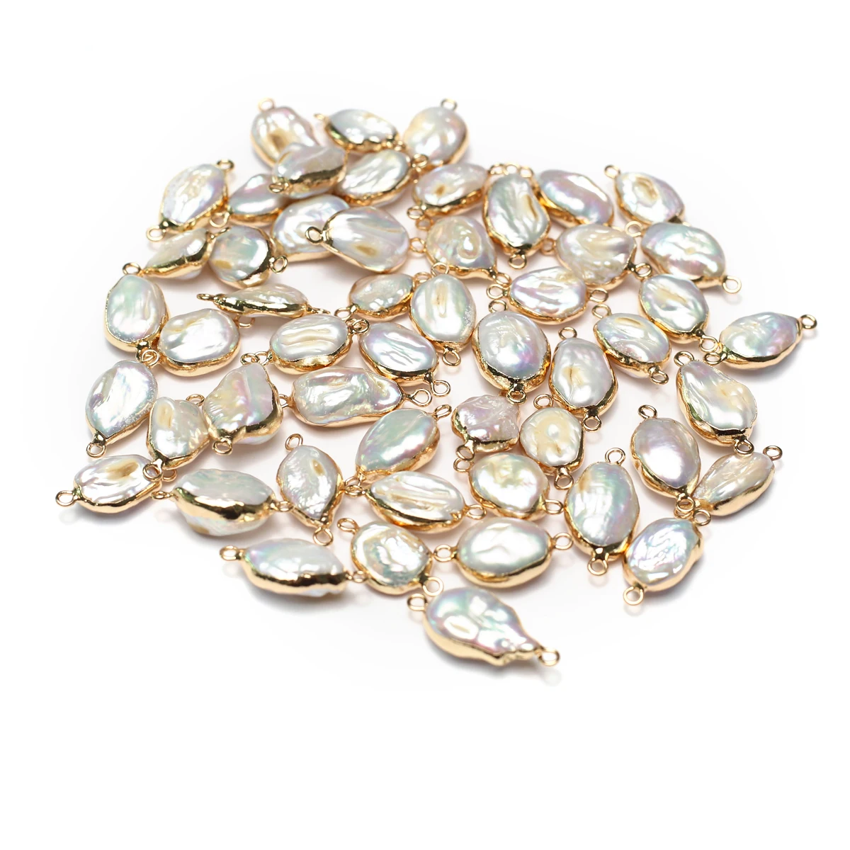 10 PCS Natural Freshwater Baroque Pearl Connectors Charms  Pendants for Jewelry Making DIY Necklace Earrings Accessories Gifts