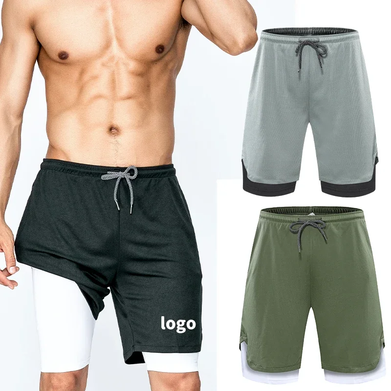 

New Design Men Fake Two Basketball Shorts Summer Quick Drying Running Shorts Plus Size Breathable Trainning Exercise Shorts 9904