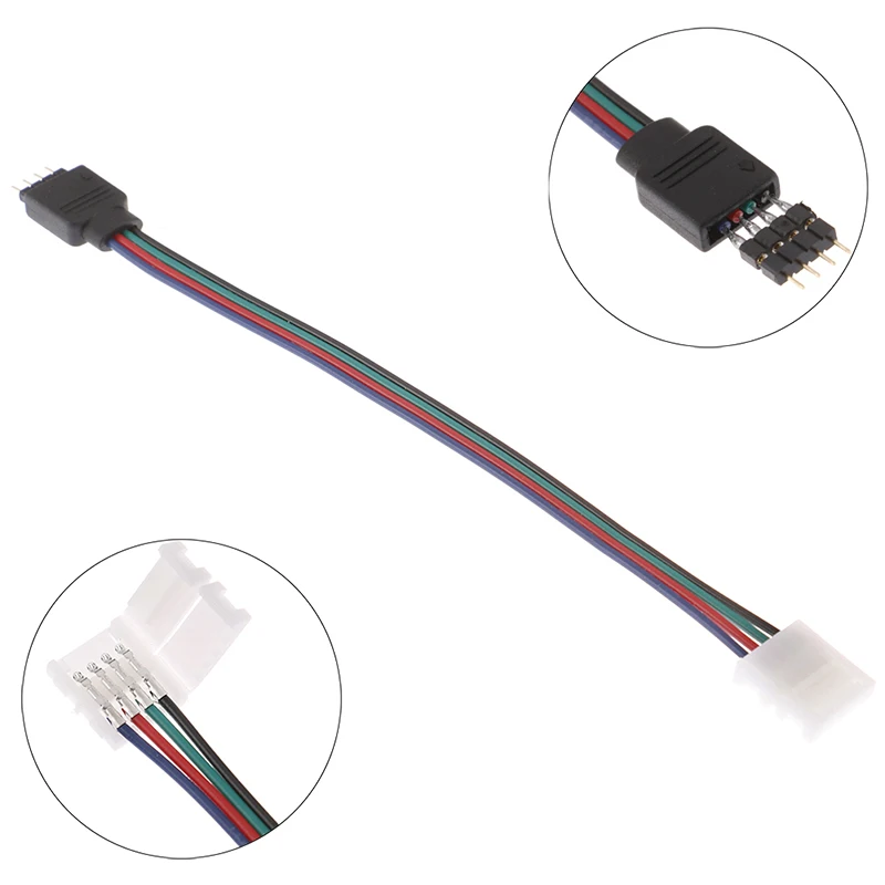 15cm 5050 rgb 4 pinos led faixa de conectores de luz de tira para adaptador de alimentação 4 condutor 10mm conector largo