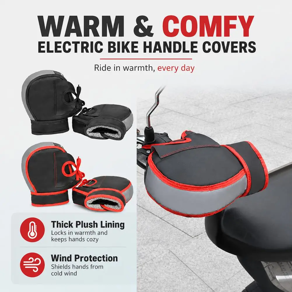 Winter-Motorrad-Lenkerhandschuhe, wasserdicht, mit dicker Fleece-Fütterung, reflektierende, warme Handschuhe für E-Bike-Fahrten. – Detail 18