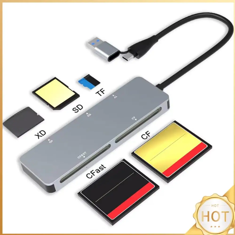 5 in 1 All In One Card Reader Type-C & USB A CFast+XD+CF+SD+TF Reader Memory Card Adapter for Windows XP/Vista/7/8  OS