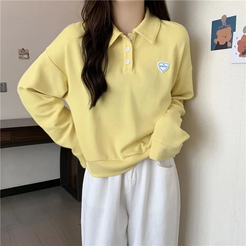 Primavera otoño fino Ne sudadera mujer suelta larga Sve ort Sle coreano versátil Top College Sle suelta Fit