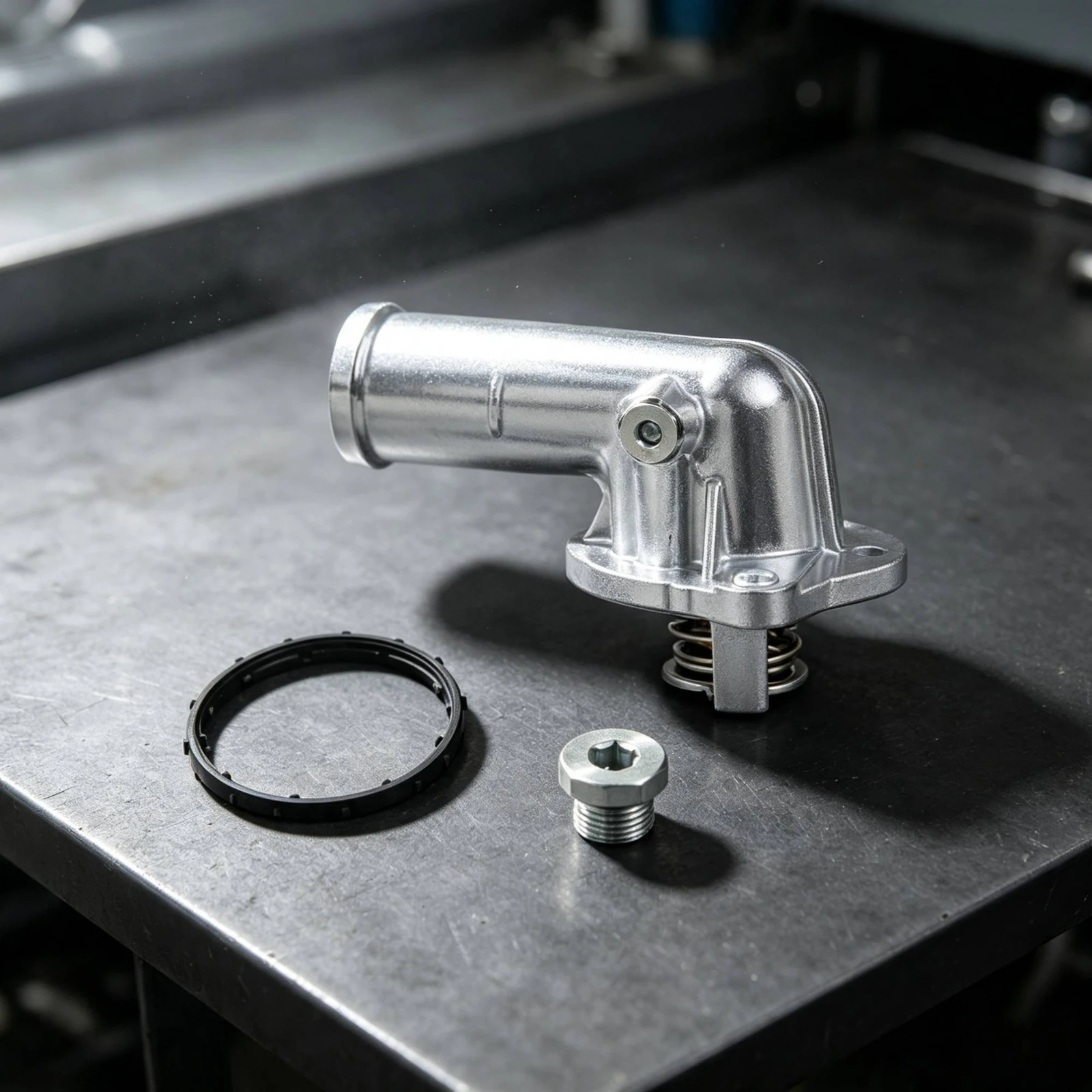 Engine Coolant Thermostat Housing Assembly Metal Thermostat Housing with Sealing Seal Corrosion-Resistant Easy-to-Install