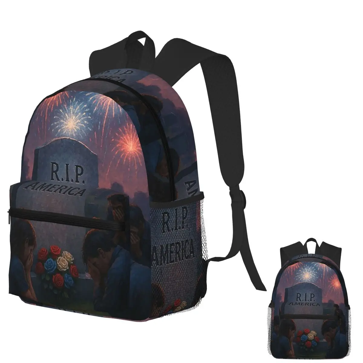 

Mourning At Dusk R.I.P. America Graveyard Art Student Backpack School Bag Daypack for Men Women Fashion Bookbag Shoulder Bags