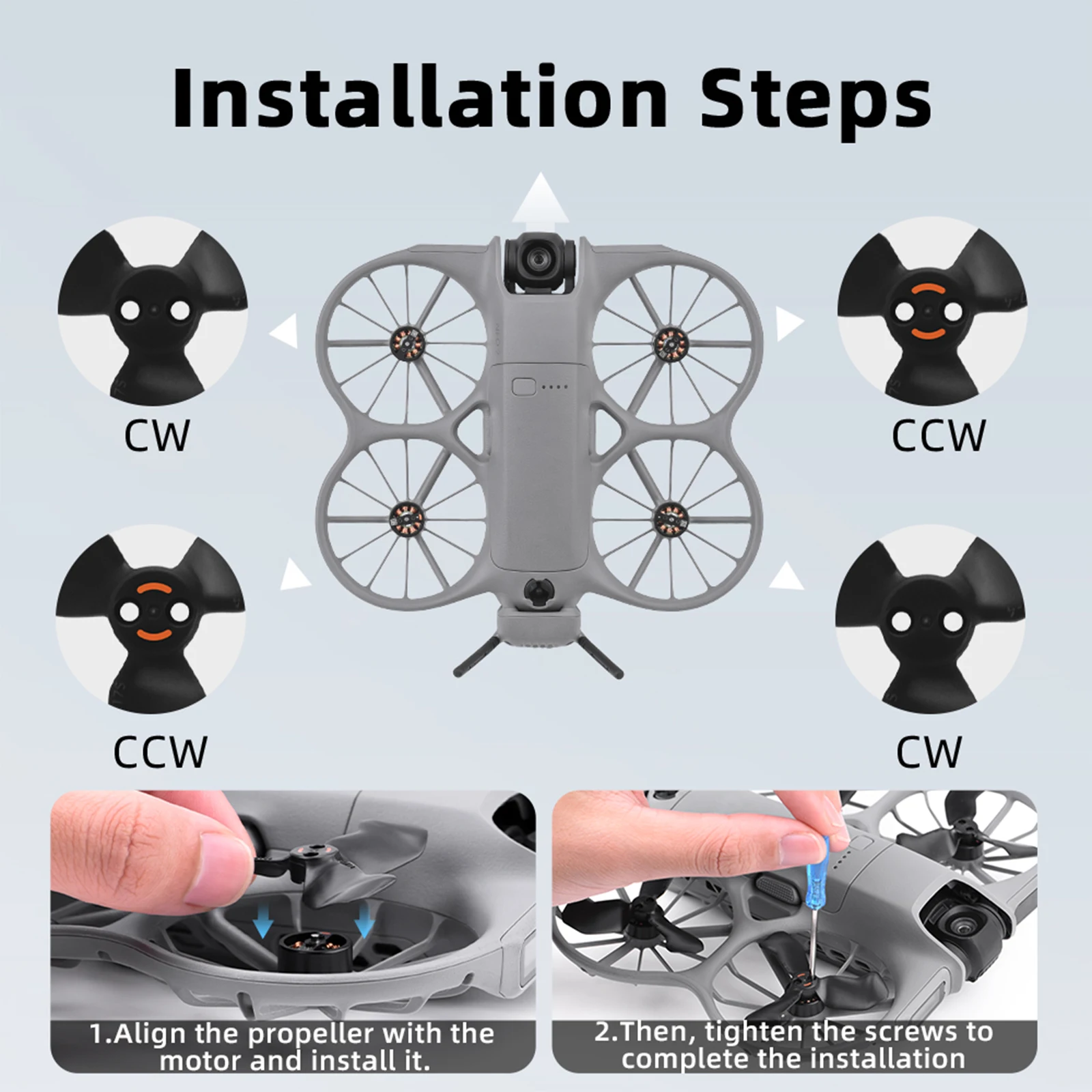 2 Pairs Propellers Including Screws and Screwdriver Low Noise Wings Replacement Blades for  Neo 2 Drone Accessories