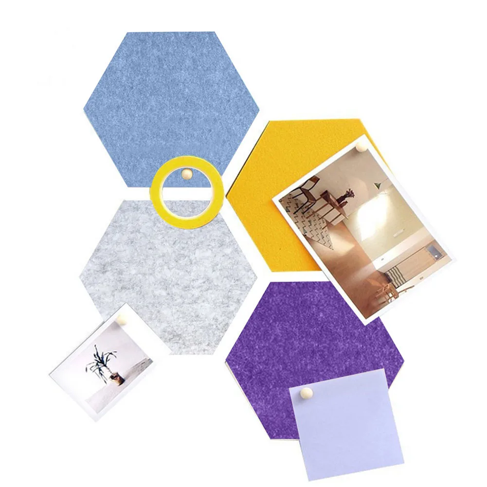 6pcs Nursery Home Decor Memos Display Hexagon Cork Board Self Adhesive Photos Living Room Bedroom Modern For Wall Drawing Notice