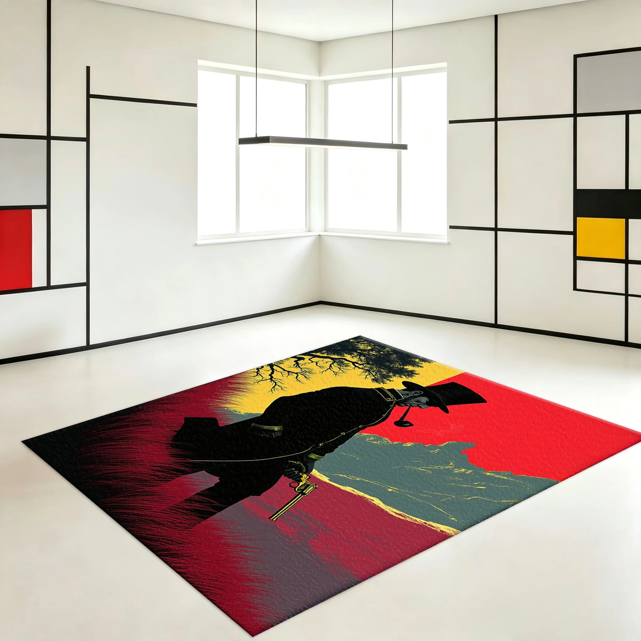 พรมปูพื้นสไตล์เรโทรเวสเทิร์นคา - Printed Rug Abstract บทวิจารณ์และราคา