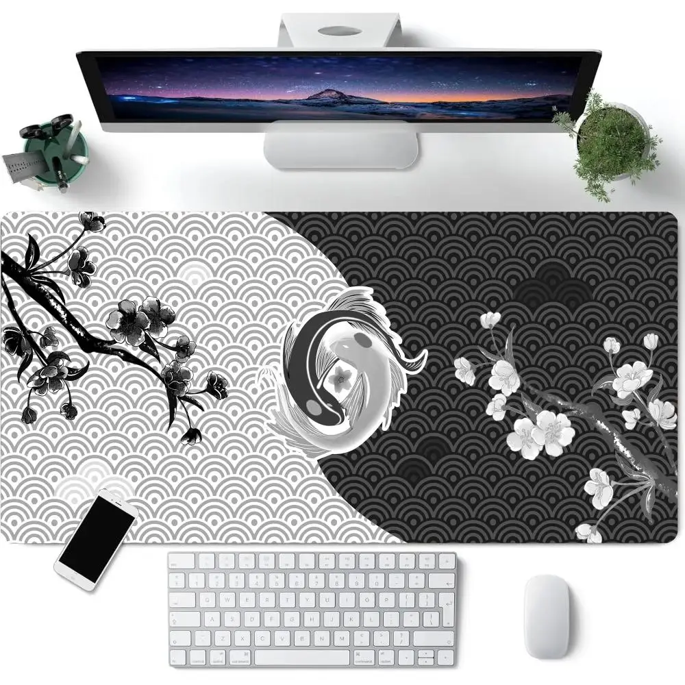 

Gaming Mouse Pads Koi Taichi Neutral Table Mats Computer Mousepad Company Big Deskmat 80x40 Large Gamer Mousepads Fish Mouse Mat