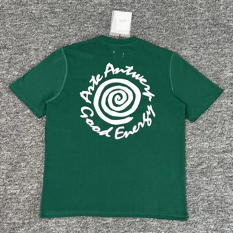 

Hip Hop Arte Big Spiral Print T-shirt Green Men Women High Quality High Street Casual Short Sleeve Cotton Tops Tee