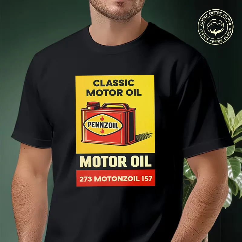 

Classic Pennzoil Motor Oil Can Men's Moto T Shirt Casual Dress High Quality Mens Cotton Round Neck Short Sleeved T-shirt