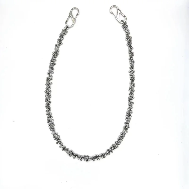 Hot selling silver ins metal punk bell woven waist chain, personalized accessory for pants chain