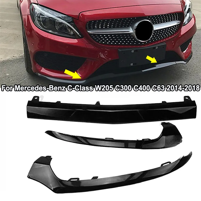 

Car Front Bumper Lower Chrome Lid Trim Kit Fit for Mercedes-Benz C-Class W205 C300 C400 C63 2014-2018
