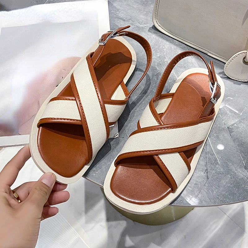 Sandals Women Summer New 2022 Fashion Mixed Colors Flats Beach Shoes Woman Casual Sandels Comfort Walking Demi-season Footwear