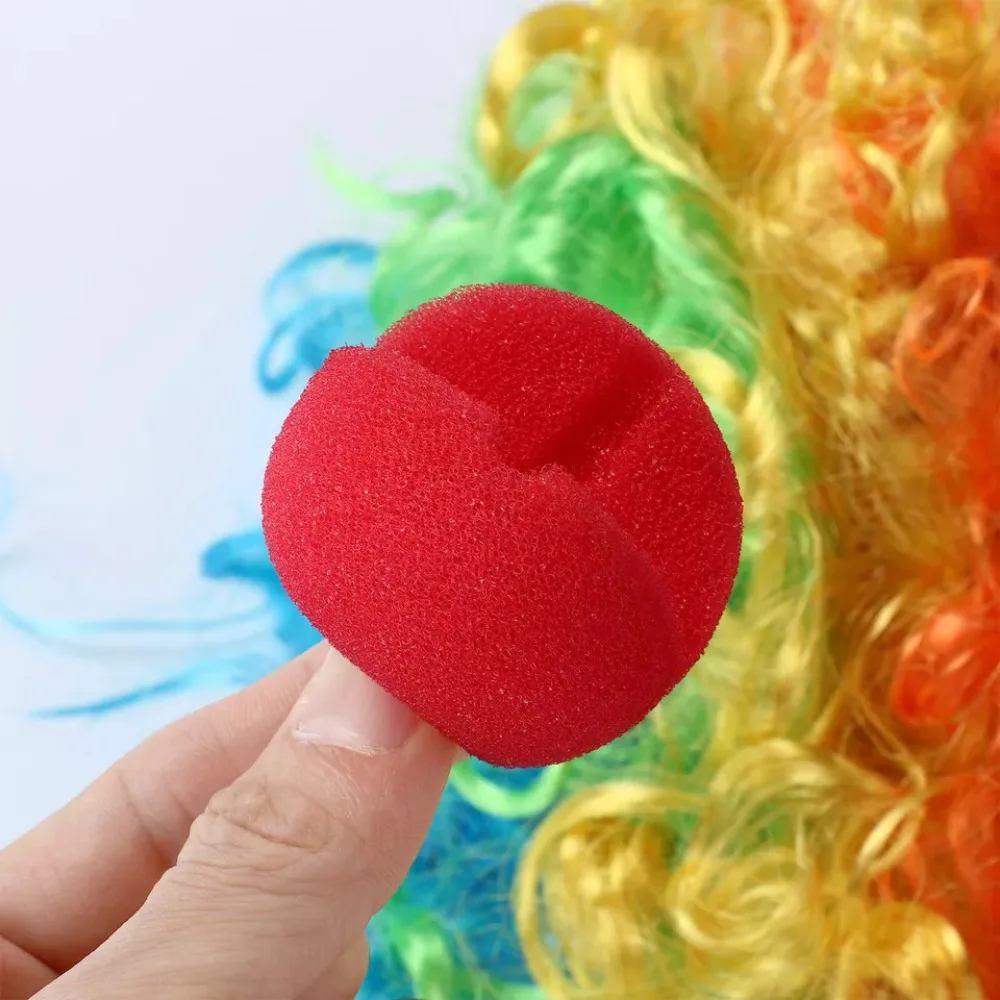 Afro Curly Clownวิกผมตลกเชียร์ลีดเดอร์วิกผมClown Propsฟุตบอลแฟนหยักวิกผมสังเคราะห์สําหรับประสิทธิภาพฮาโลวีนคอสเพลย์