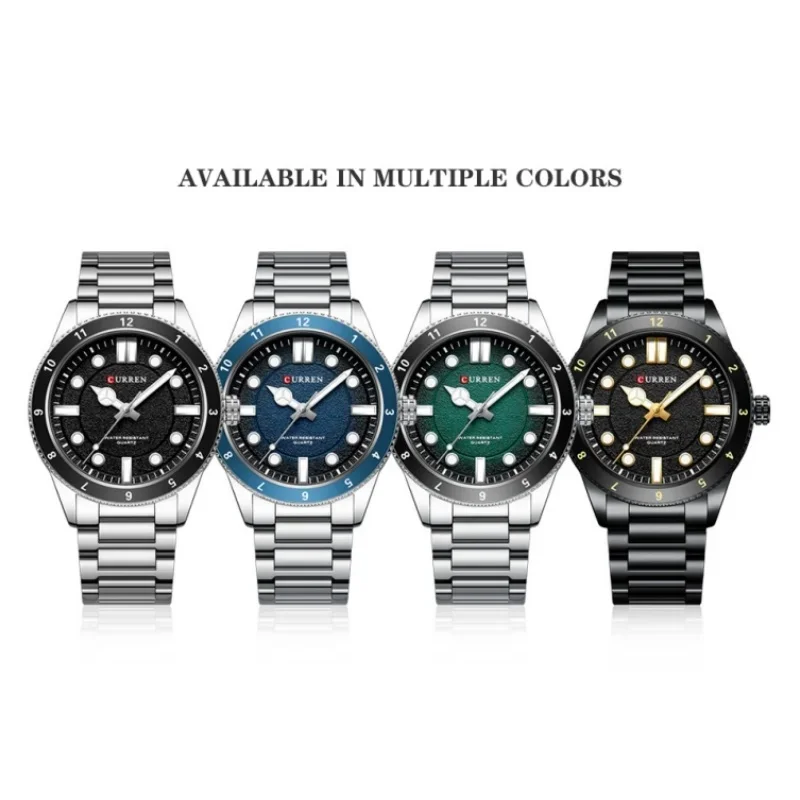 CURREN 8450 밀리터리 스포츠 시계 남성용 야광 방수 스틸 스트립 쿼츠 남성용 비즈니스 레저 시계 남성 시계