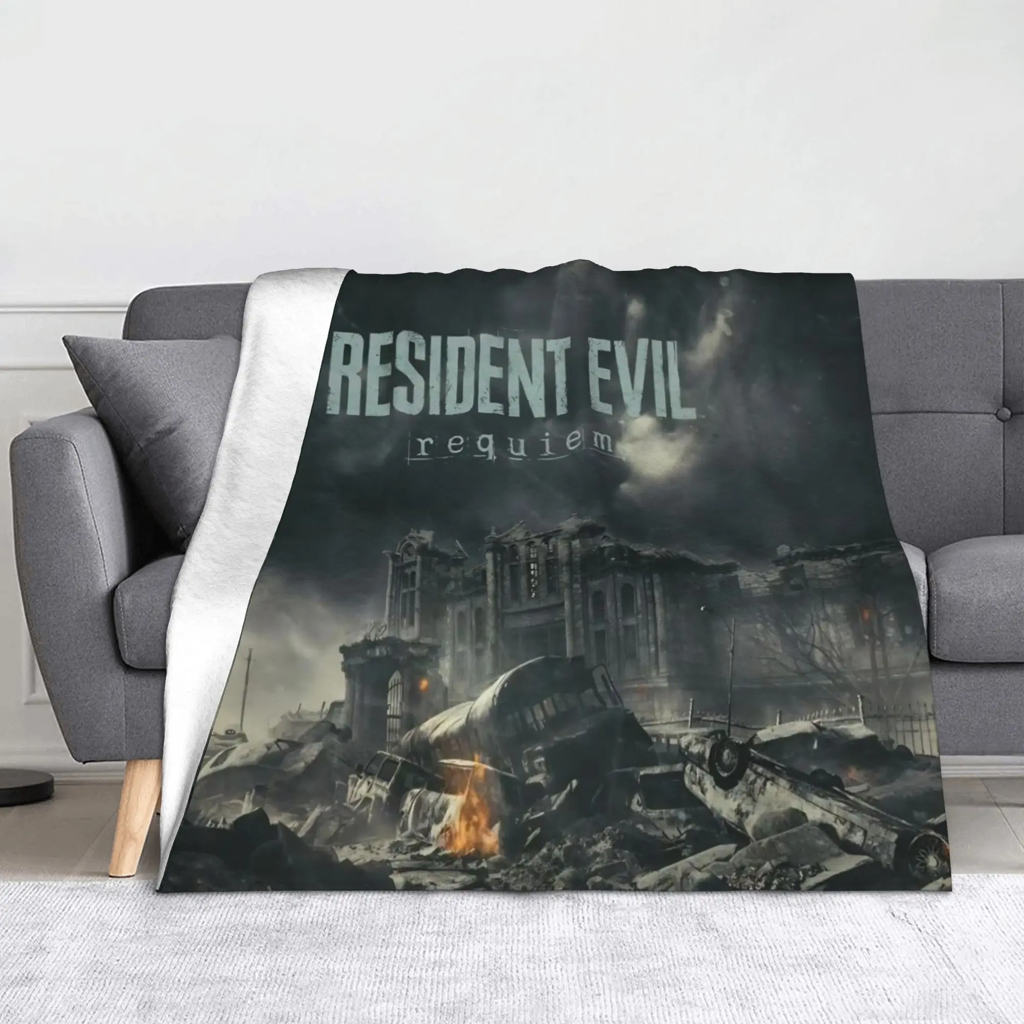 Residents Evils 9 Requiem Game Fans Blanket Warm Cozy Fluffy Leon Kennedy Throw Blankets for Couch 50x60 Inch Plush Thin Quilt