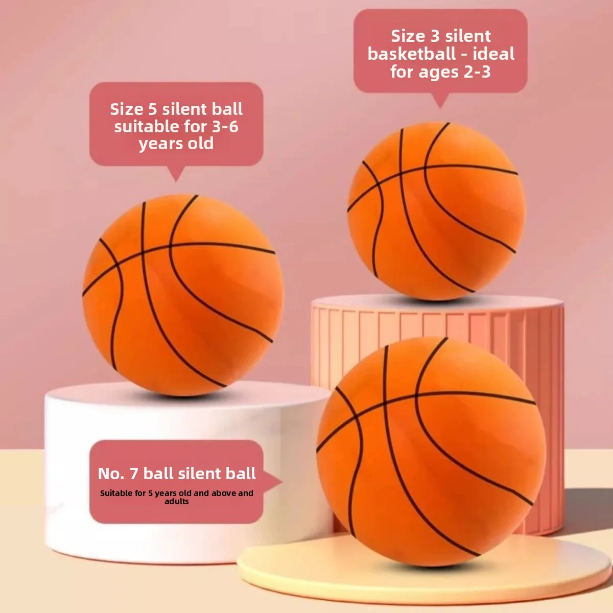 Noiseless Indoor Silent Foam Basketball for Kids, Anti-noise Bouncing Squeezable Mute Ball, Lightweight Stress Relief Sports Pla