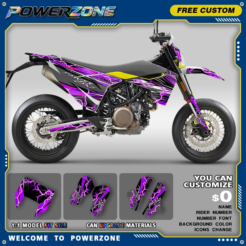 PowerZone Holographic Chrome Custom Graphics Backgrounds Decal Stickers For Husqvarna 2020 2019 -2015 SUPERMOTO 701 ENDURO 04