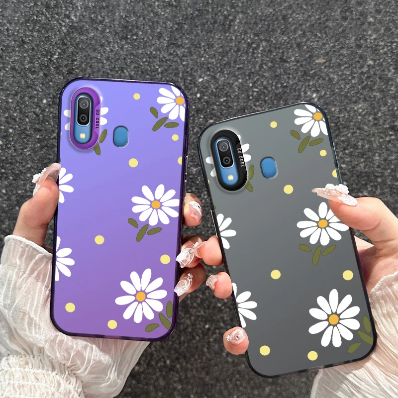 Coque For Samsung Galaxy Wide 4 A20 A30 M10S A205 A305 White Minimalist Flower Painted Phone Case Shockproof Back Cover Funda