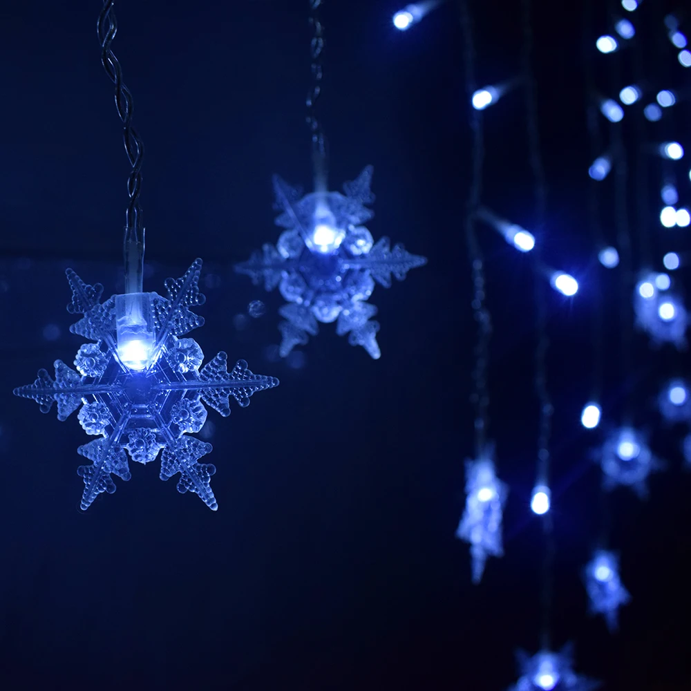 3.5 متر Led ندفة الثلج الستار أضواء 110 فولت 220 فولت جليد الجنية سلسلة في الهواء الطلق جارلاند حفلة المنزل حديقة عيد الميلاد ضوء غرفة ديكور