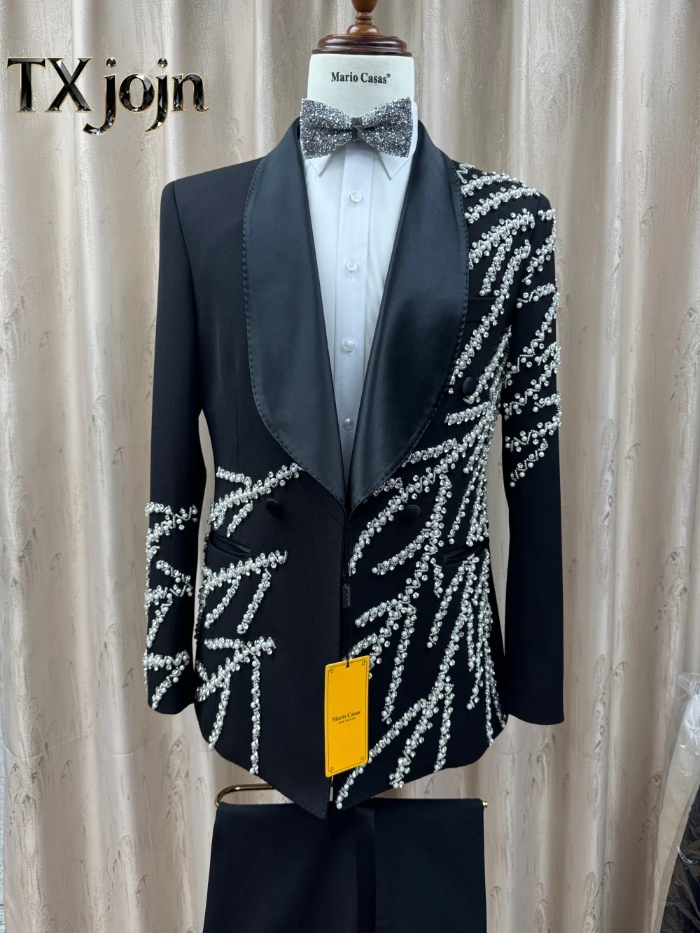 Fashion Beaded Double-Breasted Men's 2PCS 2026 Opulent Jacket Suit Formal Party Prom Wedding Set for Wedding Groom Customized