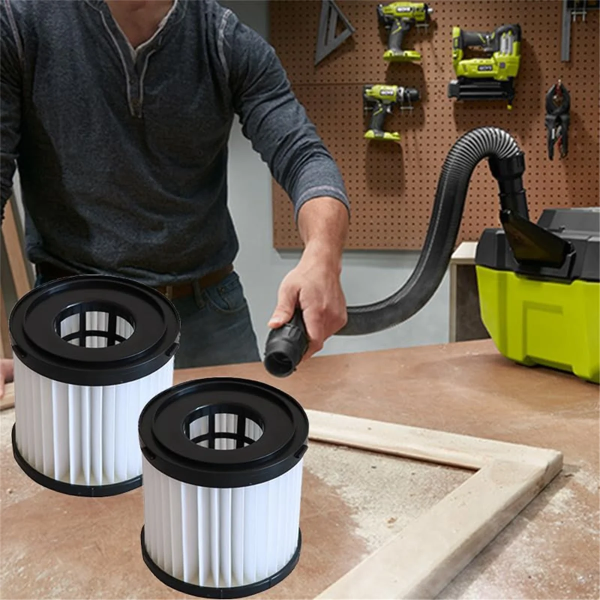 HOT 2 Pack Washable HEPA Filter Replacement for Ryobi 18V ONE+ Wet/Dry Vacuum Cleaners PCL733, PCL734, P3240