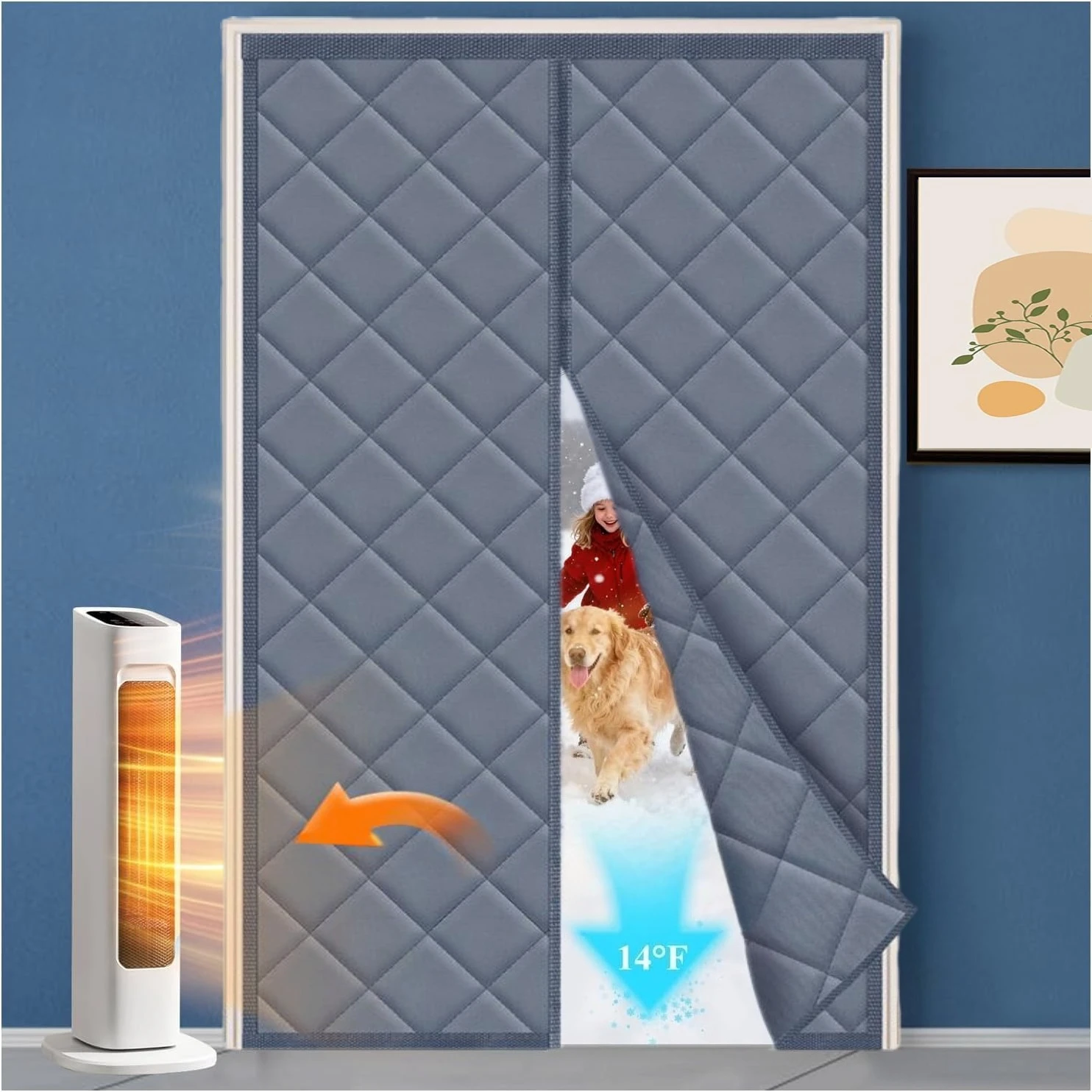 Magnetic Thermal Insulated Door Curtain Energy-Saving Privacy-Protecting Windproof Waterproof Cotton Curtain For Winter Warm