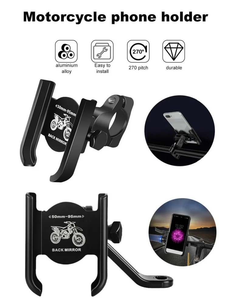 AliExpress NONE Aluminum Alloy Motorcycle Bicycle Mobile Phone Holder GPS Bracket Handlebar Mount Multi-Specification For Xiaomi iPhone Samsung
