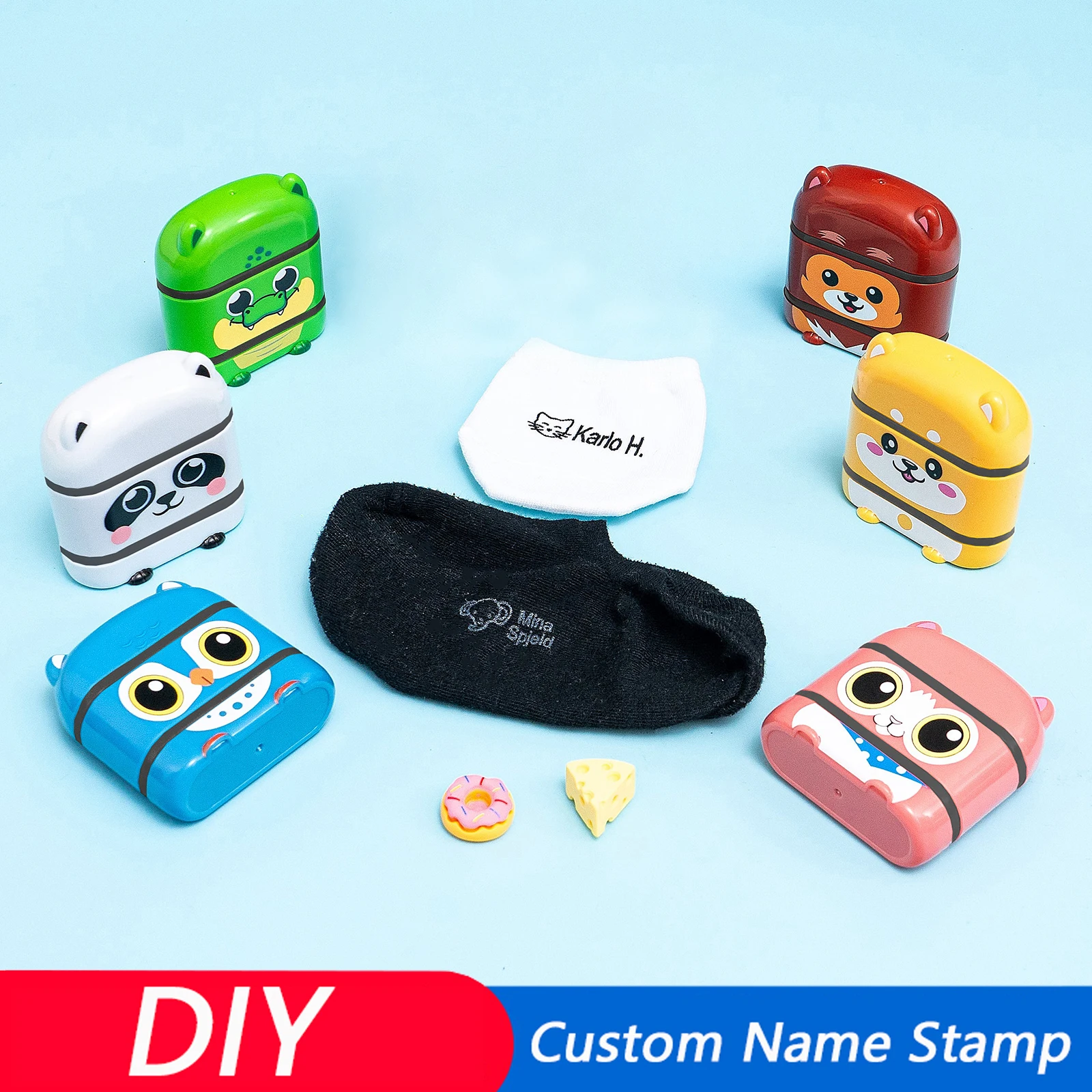 Children's Name Stamp Custom Double Sided black and white ink Student's Stamps Kindergarten Clothes Waterproof Name StickerStamp