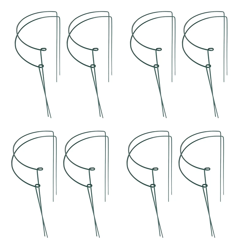 

16 шт., стойка для поддержки растений, металлическая стойка для сада, зеленое полукруглое кольцо для поддержки растений, большая поддержка растений