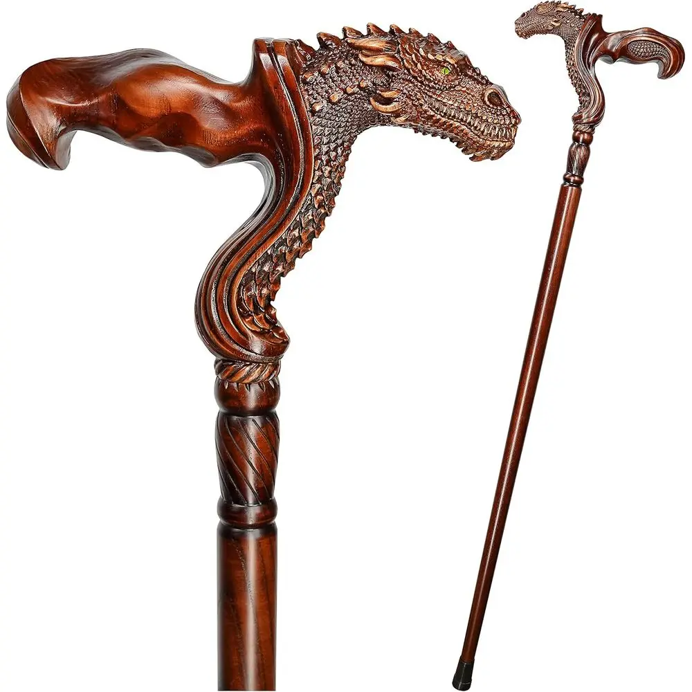 

Elegant Handcrafted Wooden Cane with Ergonomic Grip for Comfortable Support - Fashionable Walking Stick for Men and Women