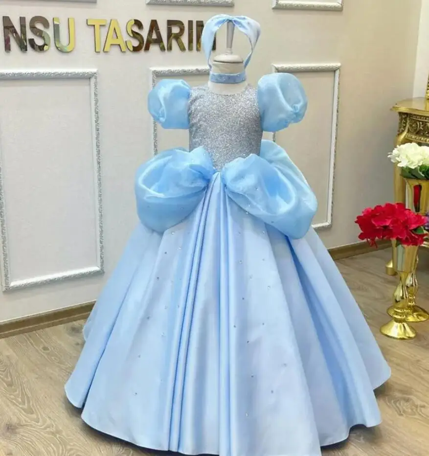 Sparkle Cinderella Flower Girl Dress with Crystals New Gift for Girls Prom Christmas Party Gown Photography Cloth