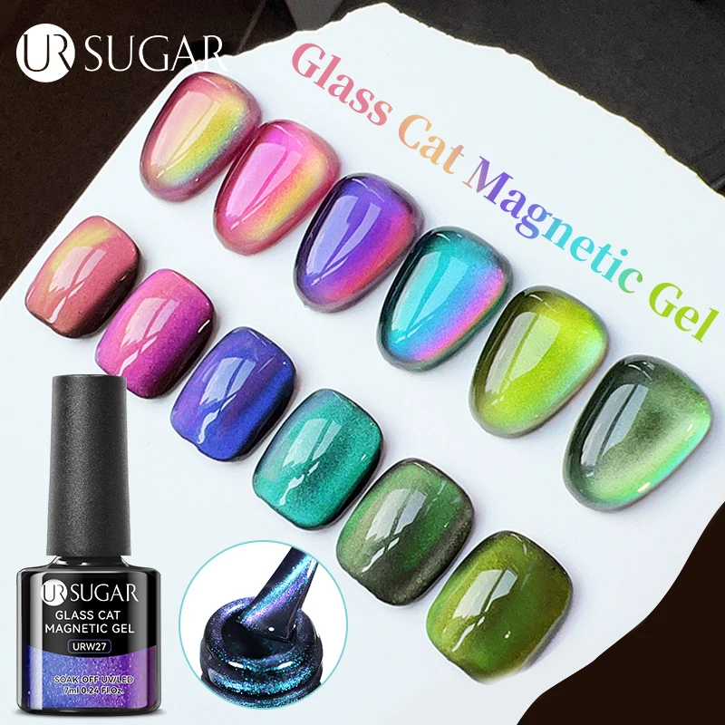 UR SUGAR 7ml Multicolored Glitter Cat Magnetic Gel Nail Polish Double Color Semi Permanent Soak Off UV LED Sparkling Nail Varnis