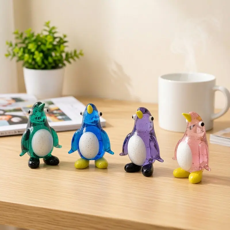 

Handmade Mini Glass Penguin Figurine Cute Marine Animal Statue Small Ornament Home Tabletop Decor Collectible New Year Xmas Gift