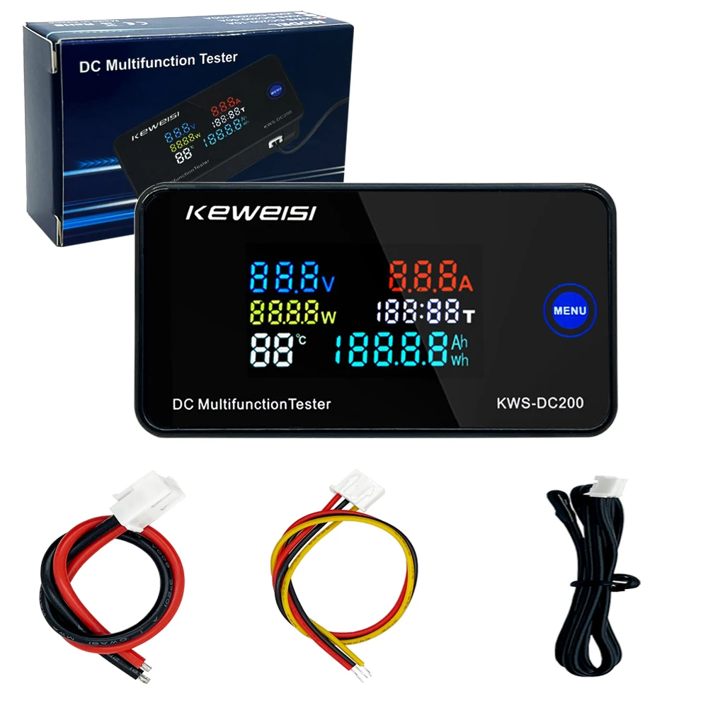 KWS DC200 DC Multifunction Tester 10A Digital Voltmeter Ammeter Power Energy Meter Voltage Current Monitor for Battery Testing
