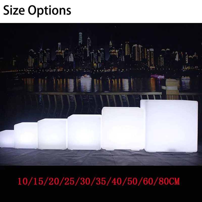 LED Light Square Table 80*80*80cm Multifunctional Coffee Tables Outdoor Garden Furniture Camping Cube Chairs Party Stool Riq-80