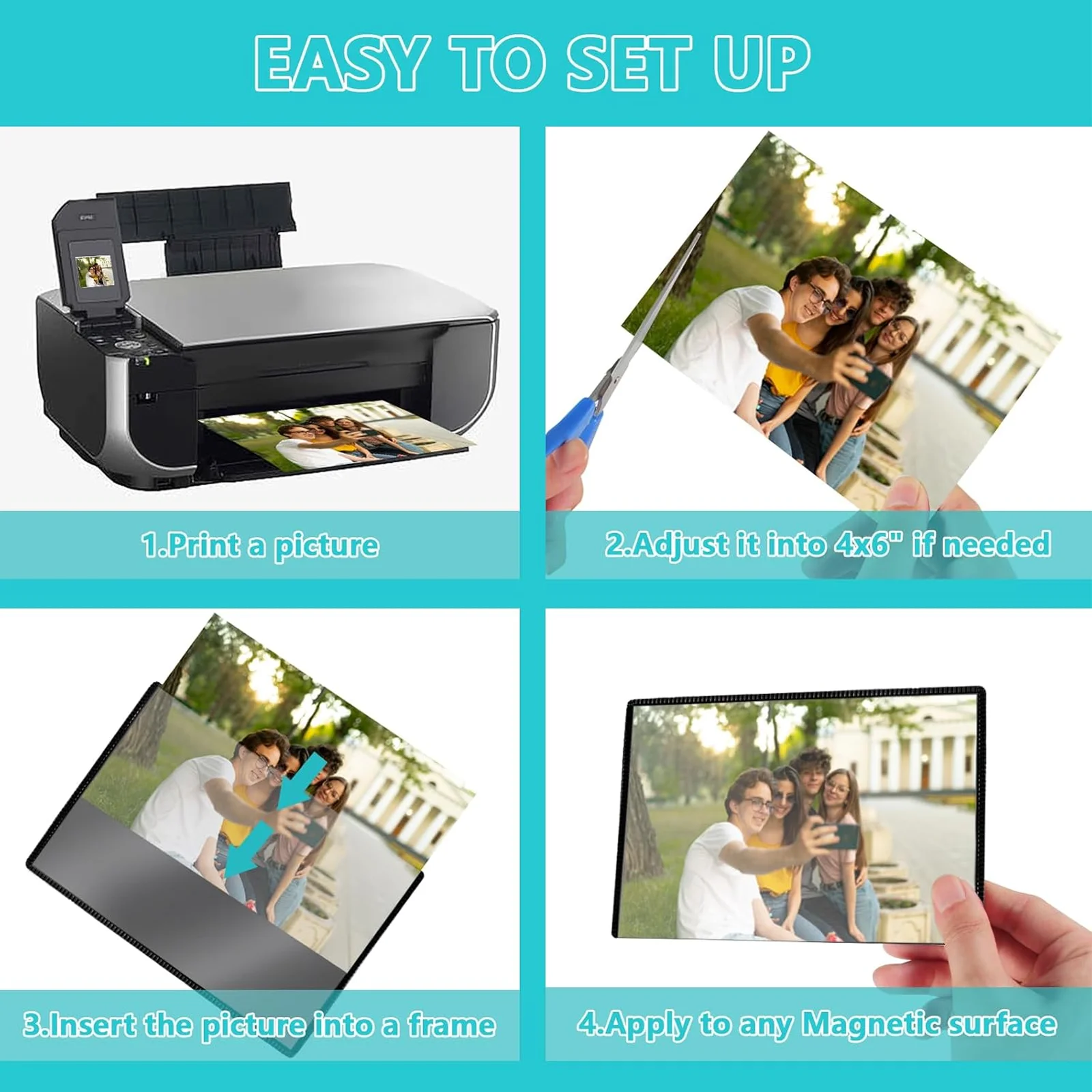 5 عبوات من إطار الصورة المغناطيسي مقاس 4 × 6 بوصات مع مغناطيس ثلاجة قابل لإعادة الاستخدام للصور إطار عرض مثالي #3