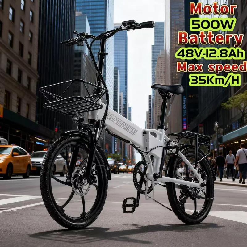 

YA20, 20 Inch E-Bike, 48V 12.8Ah Battery Electric Bike, 500W Adult Pedal Assist Folding Bike with Throttle Electric Moped