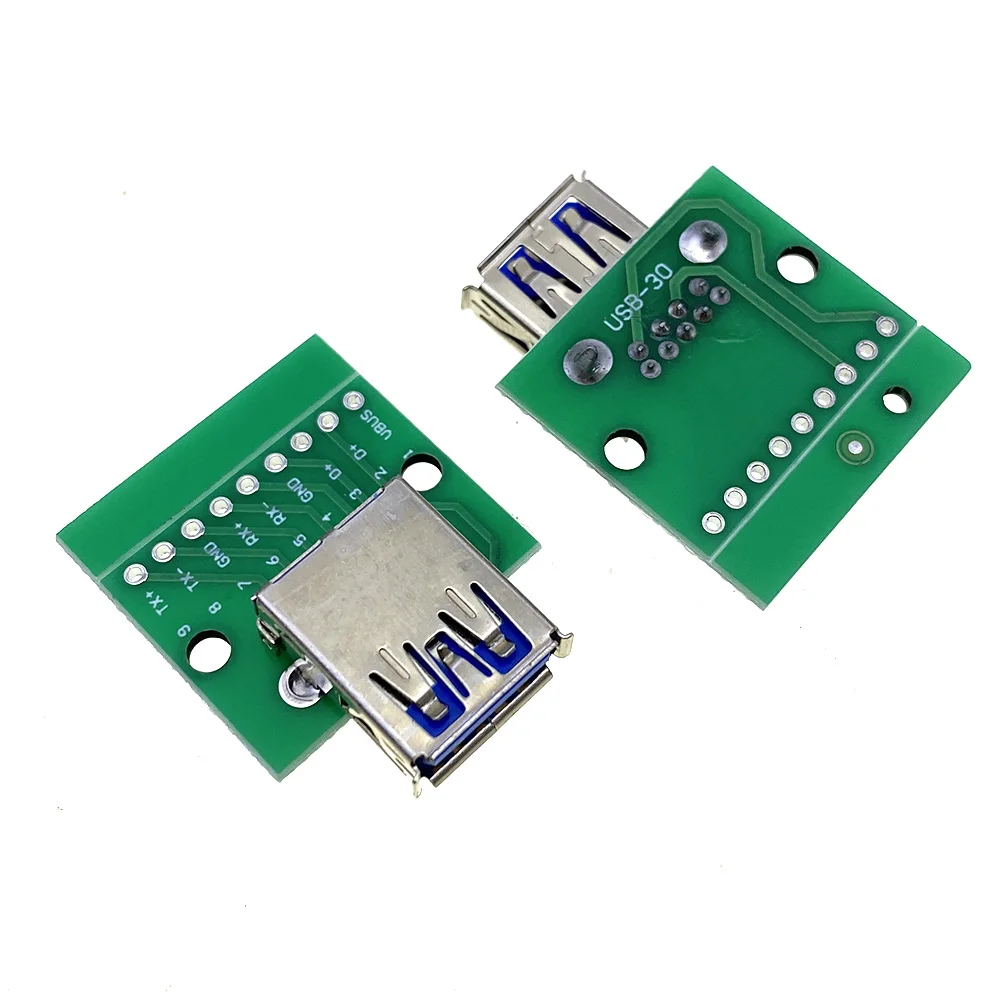 USB 3.0 male adapter board Straight/Bent needle DIY 2.54 in-line soldered 9-pin male interface 3.0 male high-speed transmission