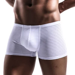 Men's Underwear Shorts L-3XL Breathable Mesh Boxer Lingeries Anti-Chafing Comfy Briefs U Pouch Solid Under Panties Plus sIZE