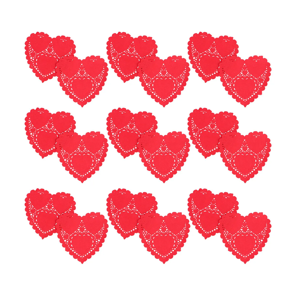 100Sheets Heart Shape Lace Paper Doilies Red 4 Inches Cake Paper Pads Disposable Oil Absorbing Table Decoration