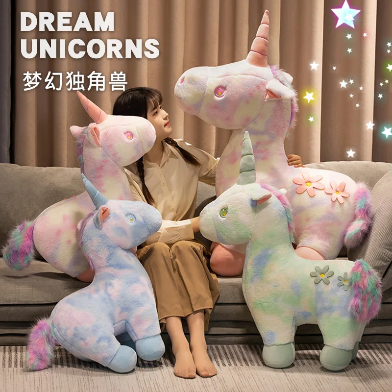 

New Dazzling Unicorn Plush Toy Cute Stuffed Animals Rainbow Unicorn Plushies Doll Soft Kids Toys for Girls Kawaii Room Decor