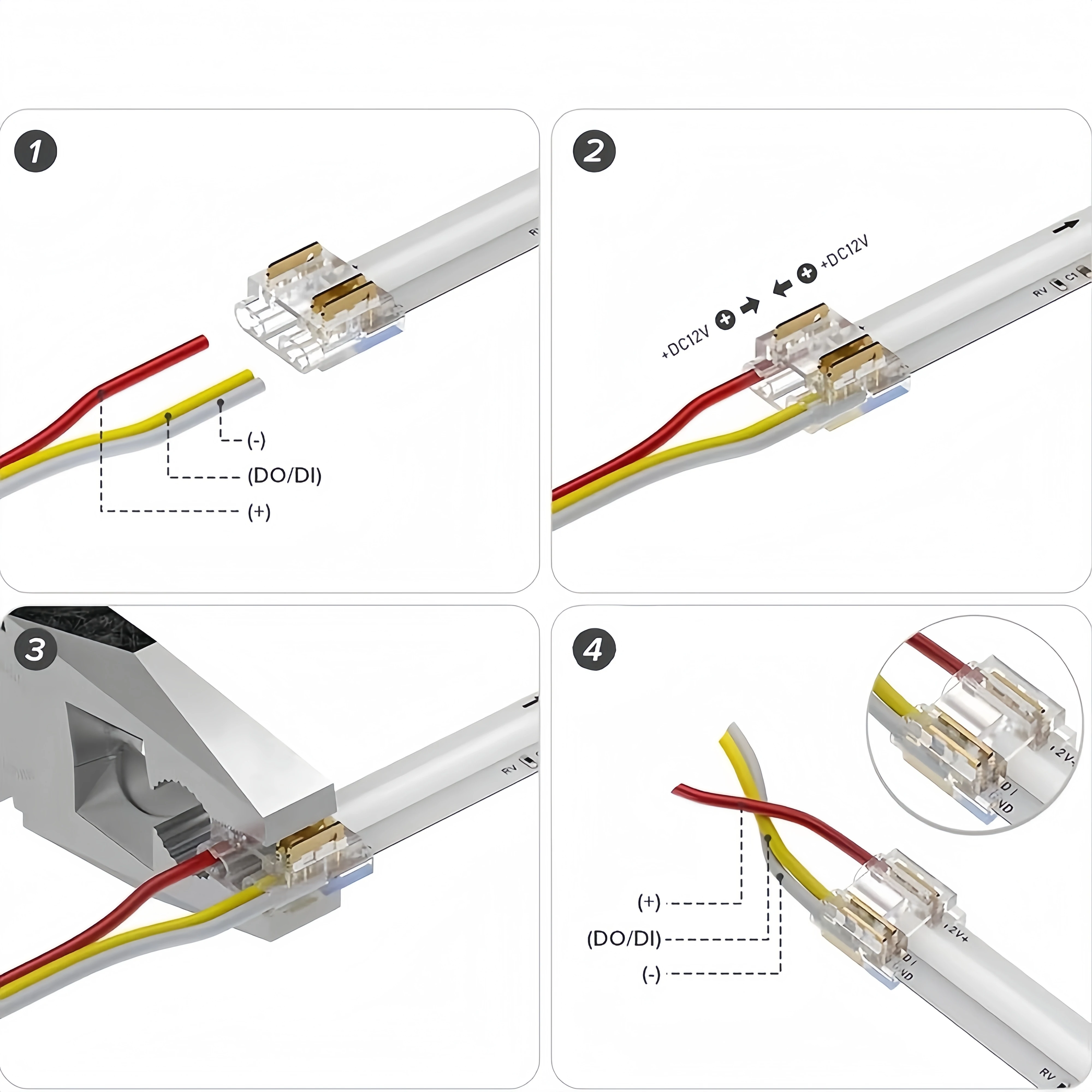 12/20/30 Pcs COB 8mm 3pin CCT LED Strip Connectors for COB Strip Connection Accessories Strip to Wire (Left or Right)