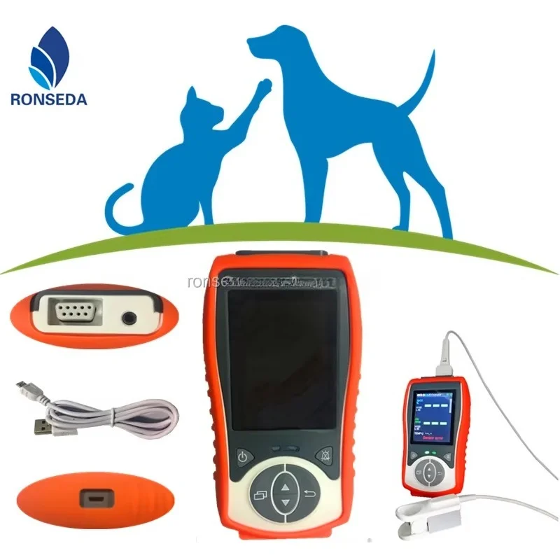 Ranlraka Handheld Portable Veterinary Pulse Oximeter Animal Sensor Handheld Pulse Machine SPO2 PR For Pet Dog Cat