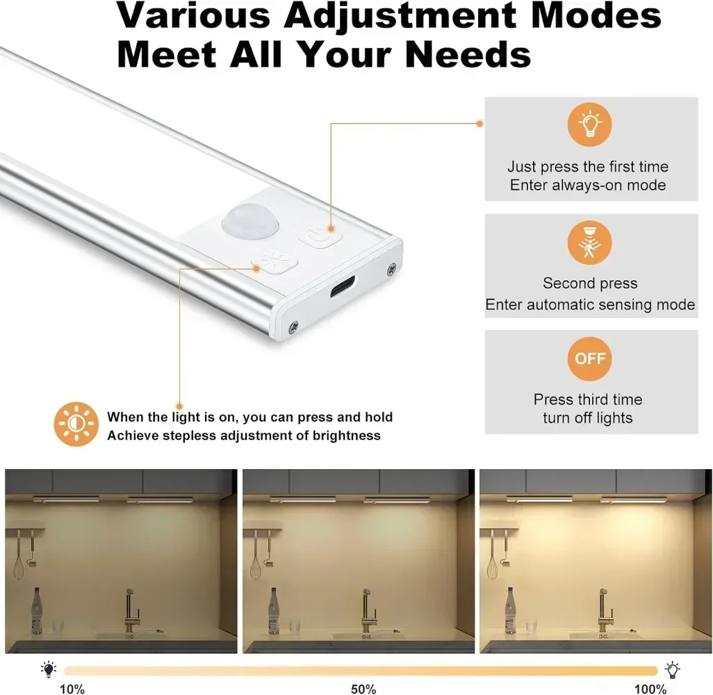 Xiaomi-Lámpara de noche con Sensor de movimiento, luz táctil recargable por USB, batería LED de 2200 mAh, para habitación, cocina, armario