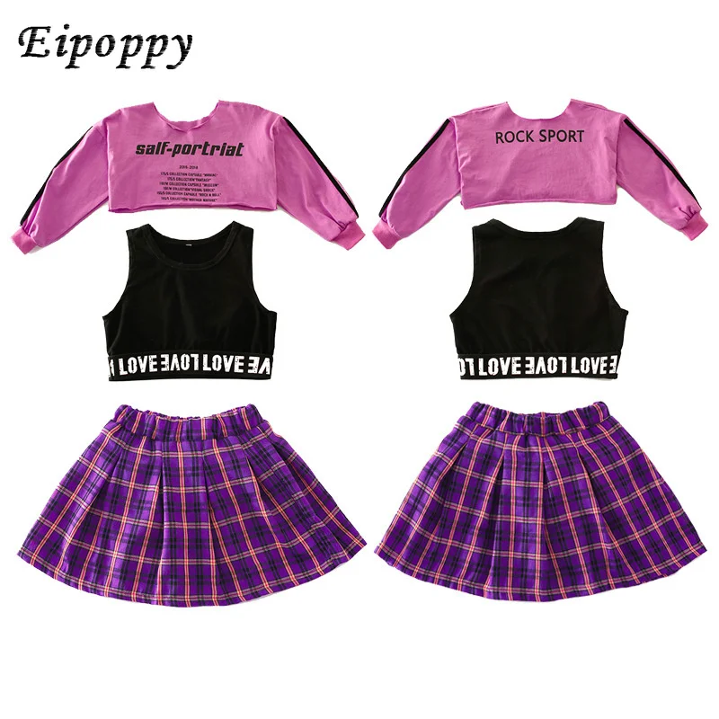 

Children's jazz dance clothing, girls' street dance short skirt set, performance clothing, children's hip-hop clothing,