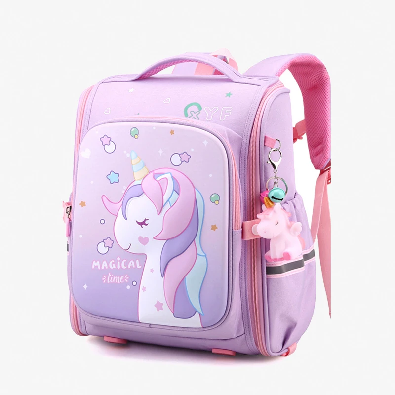 Tas sekolah anak perempuan, tas ransel cetakan Unicorn merah muda untuk anak perempuan, tas sekolah lucu, tas anak perempuan, tahan air